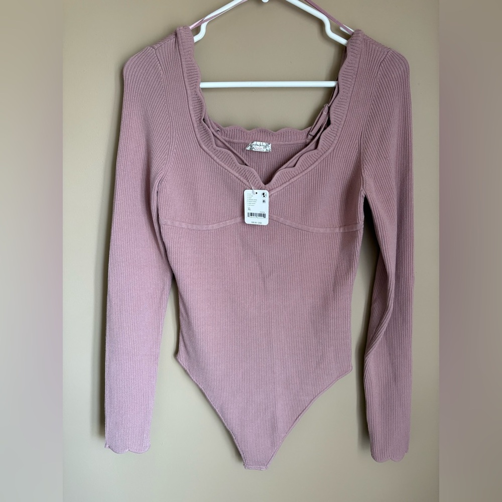 FP Intimately Free People Adobe Rose Sweater Bodysuit XL NWT
